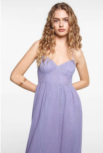 Mango Kids maxi jurk paars Meisjes Katoen V-hals Effen 152(XXS) - Foto 3