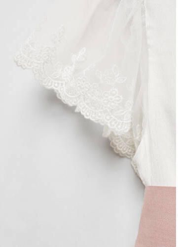 Mango Kids maxi jurk wit roze Meisjes Viscose Ronde hals Effen 134 - Foto 2