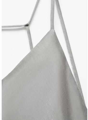 Mango Kids maxi jurk zilver Meisjes Lyocell V-hals Effen 152(XXS)
