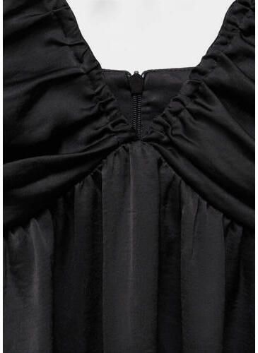 Mango Kids maxi jurk zwart Meisjes Polyester V-hals Effen 152(XXS)