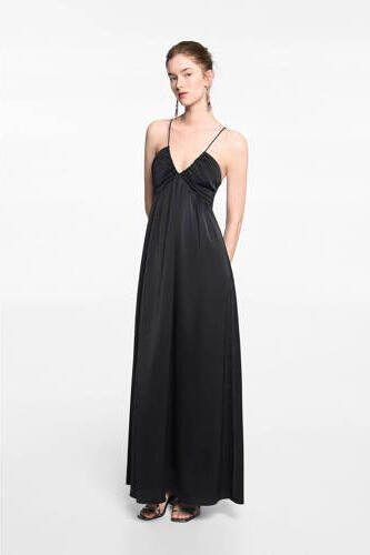Mango Kids maxi jurk zwart Meisjes Polyester V-hals Effen 152(XXS) - Foto 3