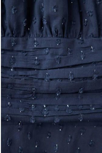 Mango Kids korte glitterjurk met smockwerk marineblauw Meisjes Katoen Ronde hals - Foto 4