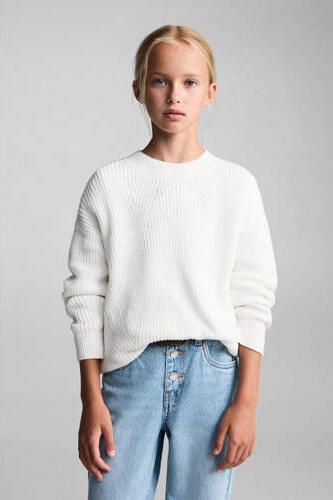 Mango Kids mom jeans light blue denim Blauw Effen 134