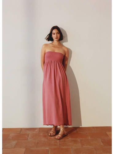Mango Kids off shoulder maxi jurk middenrood Effen 152(XXS) - Foto 2