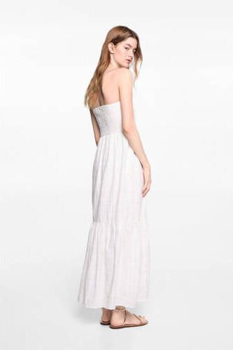 Mango Kids off shoulder maxi jurk naturel wit Effen 152(XXS)