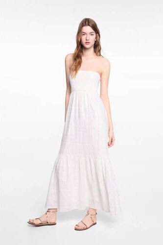 Mango Kids off shoulder maxi jurk naturel wit Effen 152(XXS) - Foto 2