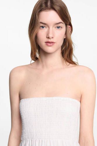 Mango Kids off shoulder maxi jurk naturel wit Effen 152(XXS) - Foto 3