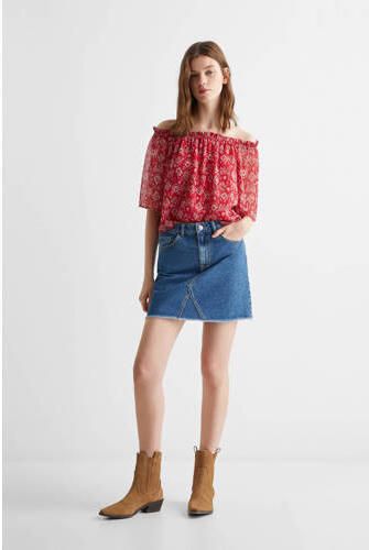 Mango Kids off shoulder top met all over print rood All over print 152(XXS)