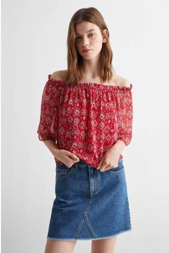 Mango Kids off shoulder top met all over print rood All over print 152(XXS) - Foto 3
