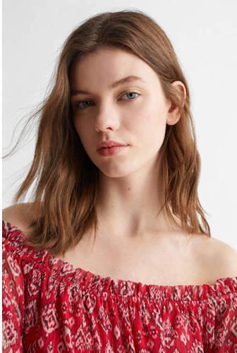 Mango Kids off shoulder top met all over print rood All over print 152(XXS) - Foto 2