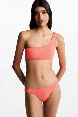 go Kids one shoulder crop bikini met lurex koraalrood Polyamide Effen 152(XXS) - Foto 2