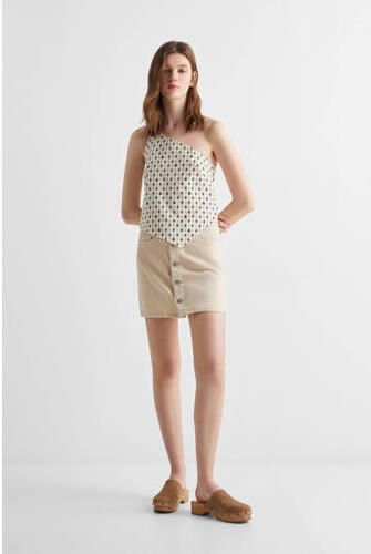 Mango Kids one shoulder spaghettitop met all over print wit All over print 152(XXS) - Foto 3