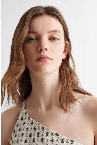 Mango Kids one shoulder spaghettitop met all over print wit All over print 152(XXS) - Foto 2