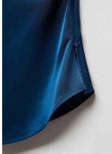 Mango Kids one shoulder top donkerblauw Effen 152(XXS)