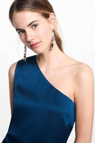 Mango Kids one shoulder top donkerblauw Effen 152(XXS) - Foto 3