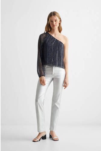 Mango Kids one shoulder top donkerblauw Effen 152(XXS)