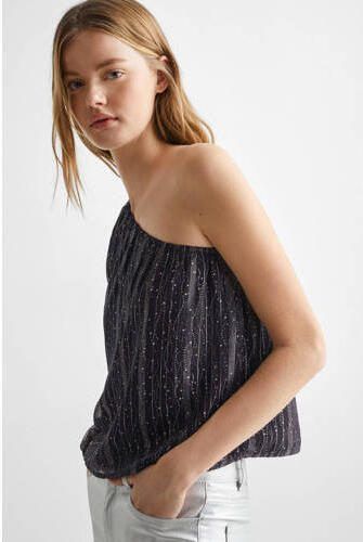 Mango Kids one shoulder top donkerblauw Effen 152(XXS) - Foto 3