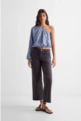 Mango Kids one shoulder top met all over print blauw All over print 152(XXS)