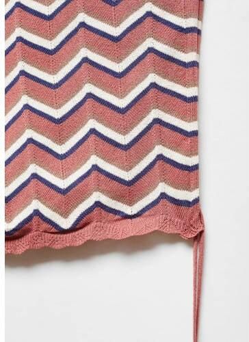 Mango Kids one shoulder top met all over print roze blauw wit Multi All over print 152(XXS) - Foto 2