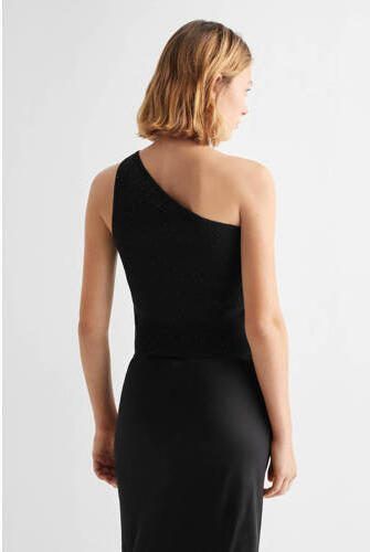 Mango Kids one shoulder top zwart Effen 158(XS) | Top van - Foto 2