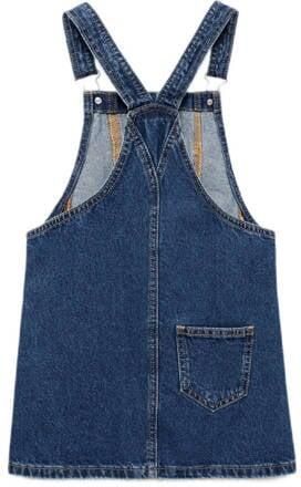 Mango Kids overgooier changeant blauw Jurk Meisjes Denim Vierkante hals 116