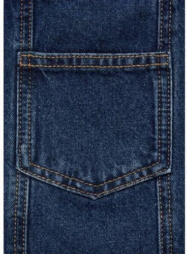 Mango Kids overgooier changeant blauw Jurk Meisjes Denim Vierkante hals 116 - Foto 3
