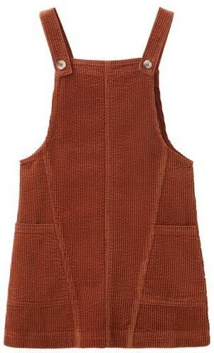 Mango Kids overgooier roest koper Jurk Meisjes Corduroy Vierkante hals