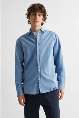 Mango Kids overhemd blauw Jongens Katoen Klassieke kraag Effen 158(XXS)