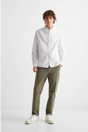 Mango Kids overhemd wit Jongens Katoen Button down Effen 158(XXS)