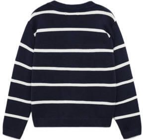 Mango Kids pullover donkerblauw Trui Jongens Katoen Ronde hals Streep 140 - Foto 3