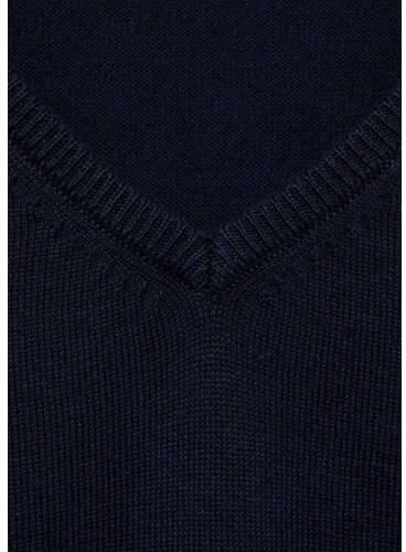 Mango Kids pullover donkerblauw Trui Meisjes Katoen V-hals Effen 116 - Foto 1