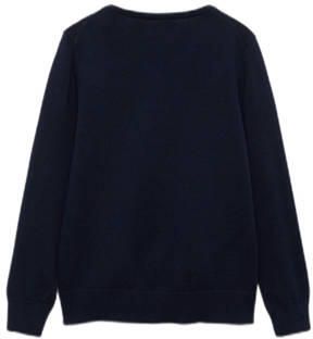 Mango Kids pullover donkerblauw Trui Meisjes Katoen V-hals Effen 116 - Foto 2