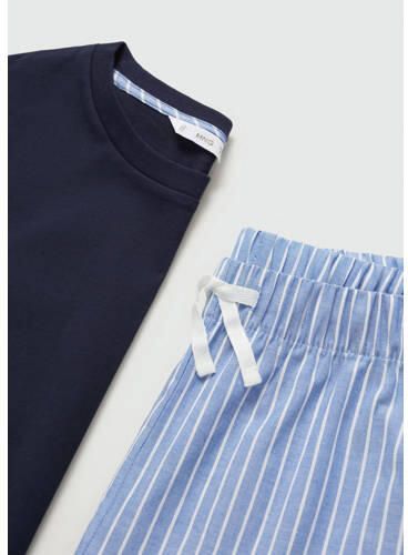 Mango Kids pyjama donkerblauw Jongens Katoen Ronde hals Effen 158(XXS) - Foto 2