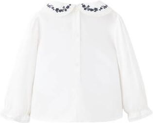 Mango Kids rechtvallende blouse met broderie naturel wit blauw Meisjes Katoen Peter Pan-kraag - Foto 3