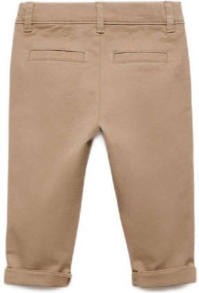 Mango Kids regular fit broek lichtbruin Jongens Stretchkatoen Effen 104