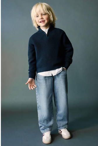 Mango Kids regular fit jeans lichtblauw Jongens Denim Effen