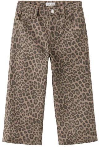 Mango Kids regular fit jeans met panterprint bruin Meisjes Denim Panterprint