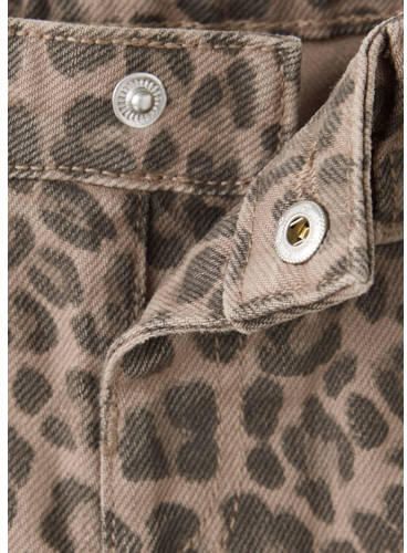 Mango Kids regular fit jeans met panterprint bruin Meisjes Denim Panterprint - Foto 2
