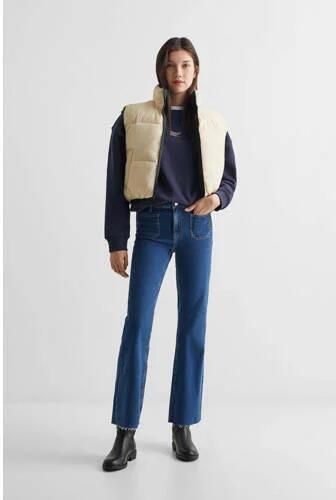 Mango Kids reversible bodywarmer zwart wit Meisjes Polyester Opstaande kraag 158(XS)