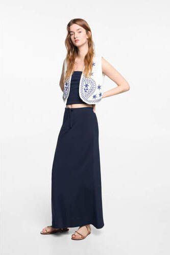 Mango Kids rok donkerblauw Meisjes Viscose Effen 152(XXS)