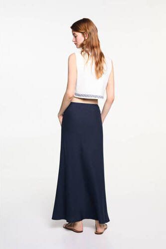 Mango Kids rok donkerblauw Meisjes Viscose Effen 152(XXS) - Foto 3