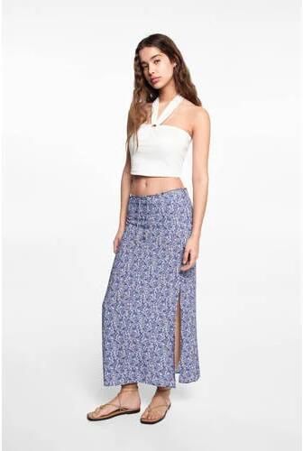 Mango Kids rok met all over print blauw Meisjes Viscose All over print 152(XXS)