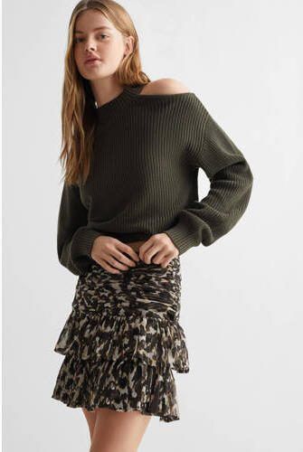 Mango Kids rok met all over print bruin beige Meisjes Polyester All over print 152(XXS)