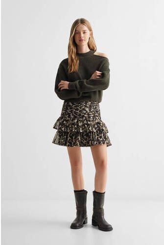 Mango Kids rok met all over print bruin beige Meisjes Polyester All over print 152(XXS) - Foto 2