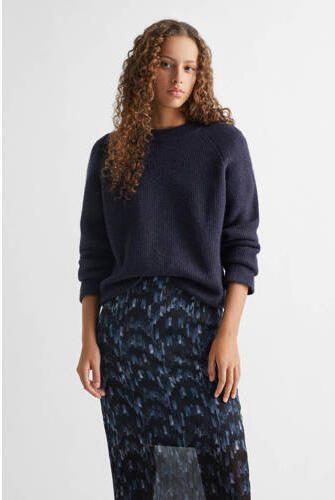 Mango Kids rok met all over print donkerblauw blauw Meisjes Polyester All over print 152(XXS)