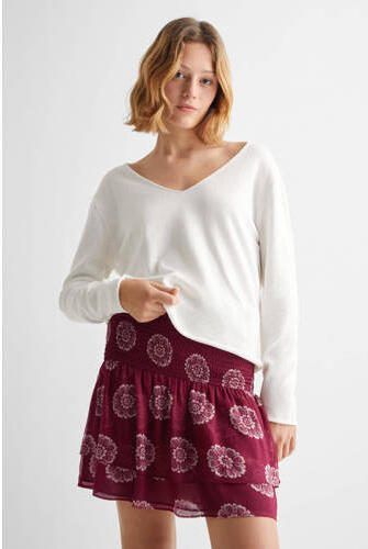 Mango Kids rok met all over print donkerrood Meisjes Polyester All over print 152(XXS)