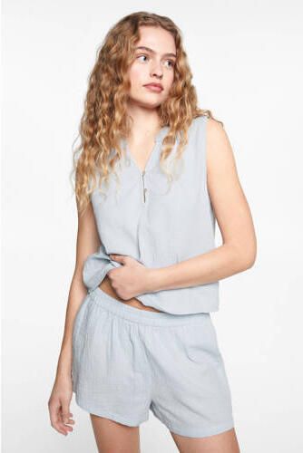Mango Kids shortama lichtblauw Meisjes Katoen V-hals Effen 152(XXS) - Foto 3