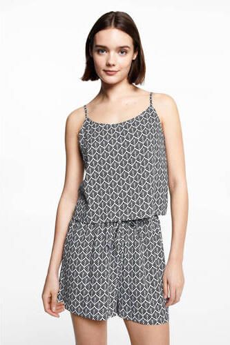 Mango Kids shortama met all over print donkerblauw Meisjes Viscose Ronde hals 152(XXS) - Foto 2