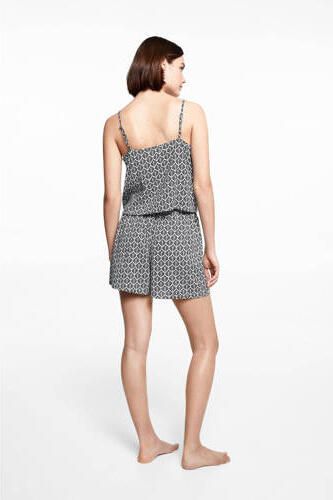Mango Kids shortama met all over print donkerblauw Meisjes Viscose Ronde hals 152(XXS) - Foto 3