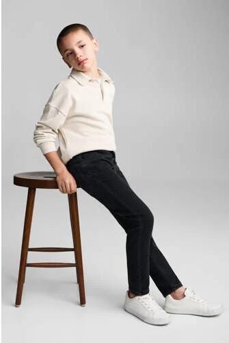 Mango Kids slim fit jeans black Zwart Jongens Stretchdenim Effen 116